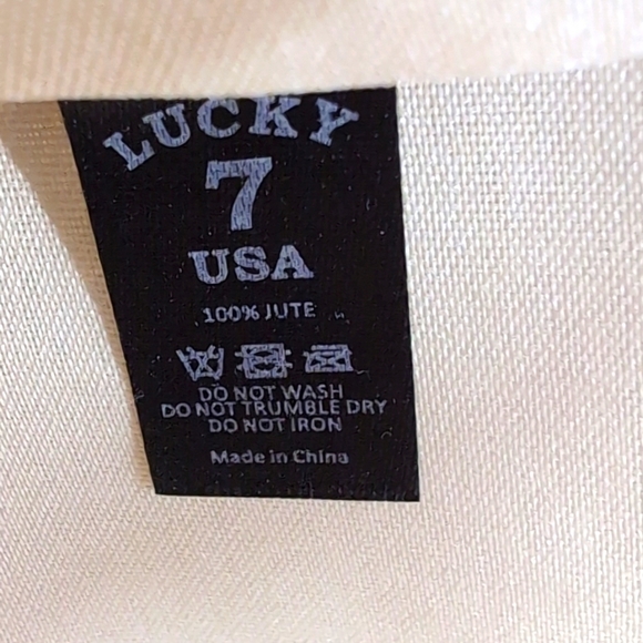 NWT Jute Lucky 7 Gold Glitter Bling Tote / Beach Bag / Travel Bag Round Handles - Picture 9 of 10